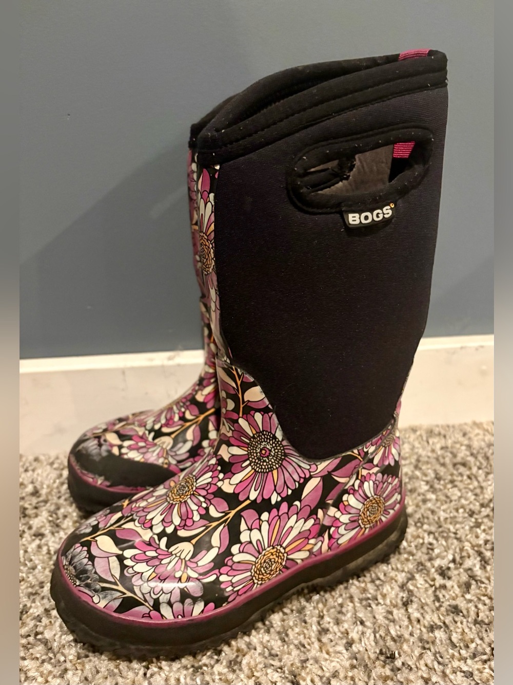 BOGS Boots Girls Size 12 Floral Print Rubber Shoes